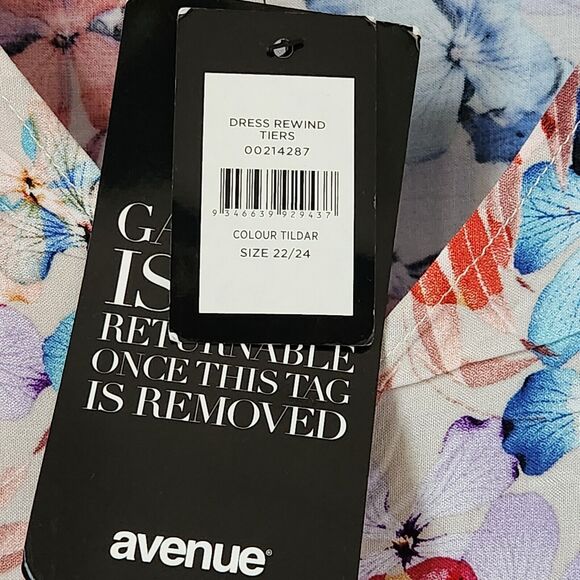 Avenue Womens Dress Size 22/24 Multicolor Feminine Floral V-Neck Short Sleeve - Picture 11 of 12